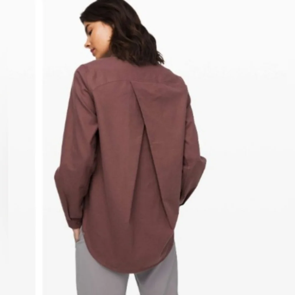 LULULEMON Full Day Ahead Button Down Shirt Women's Mauve Dusty Rose Long Sleeve